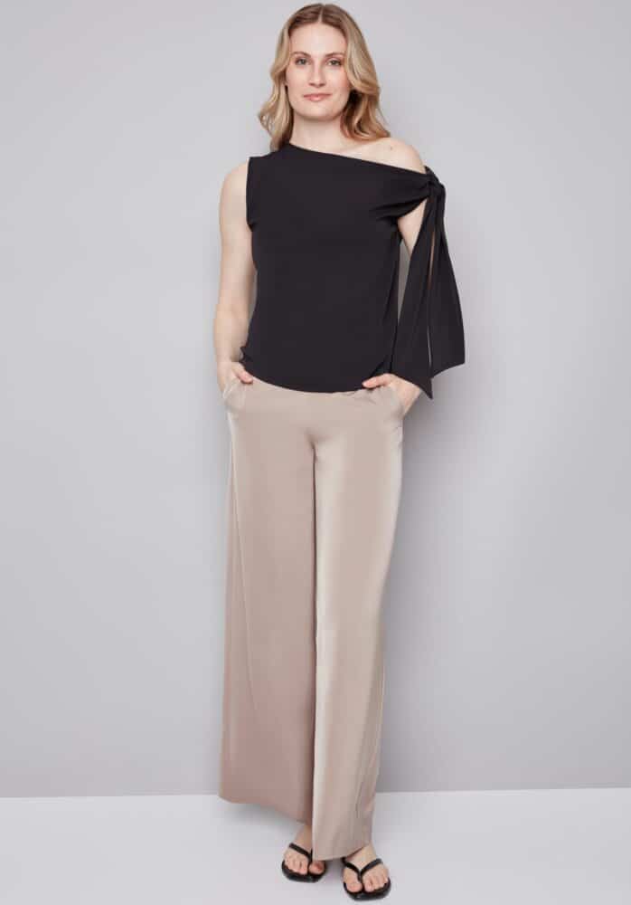 Angel Tie-Shoulder Top - black