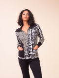 Isabella Cardigan - Black White Print