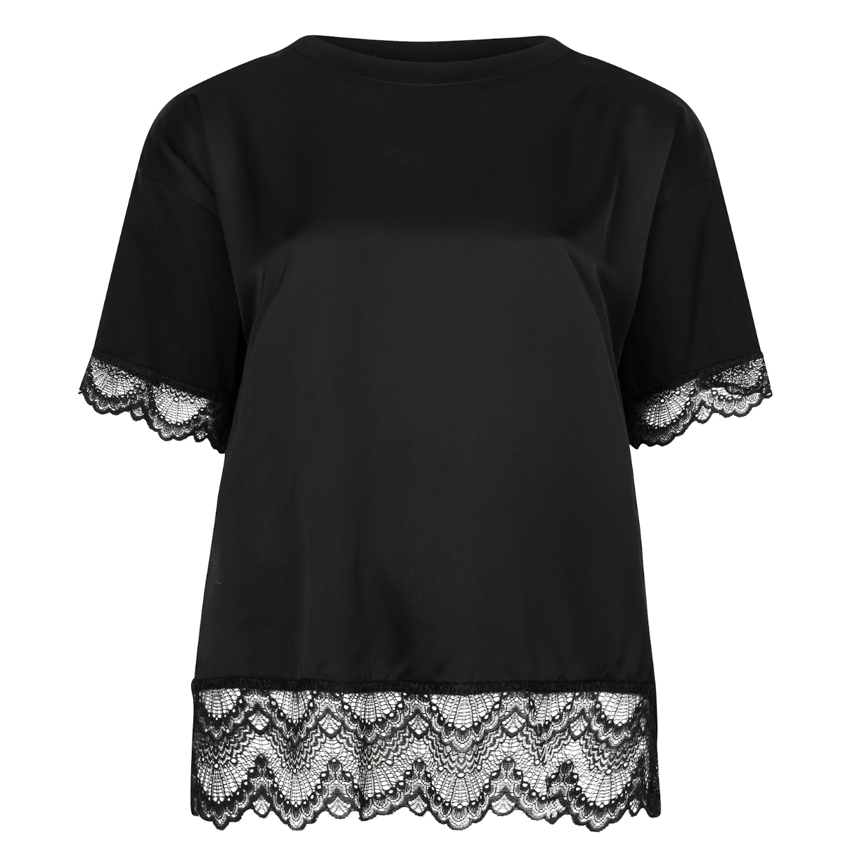 T-Shirt w/ Lace black