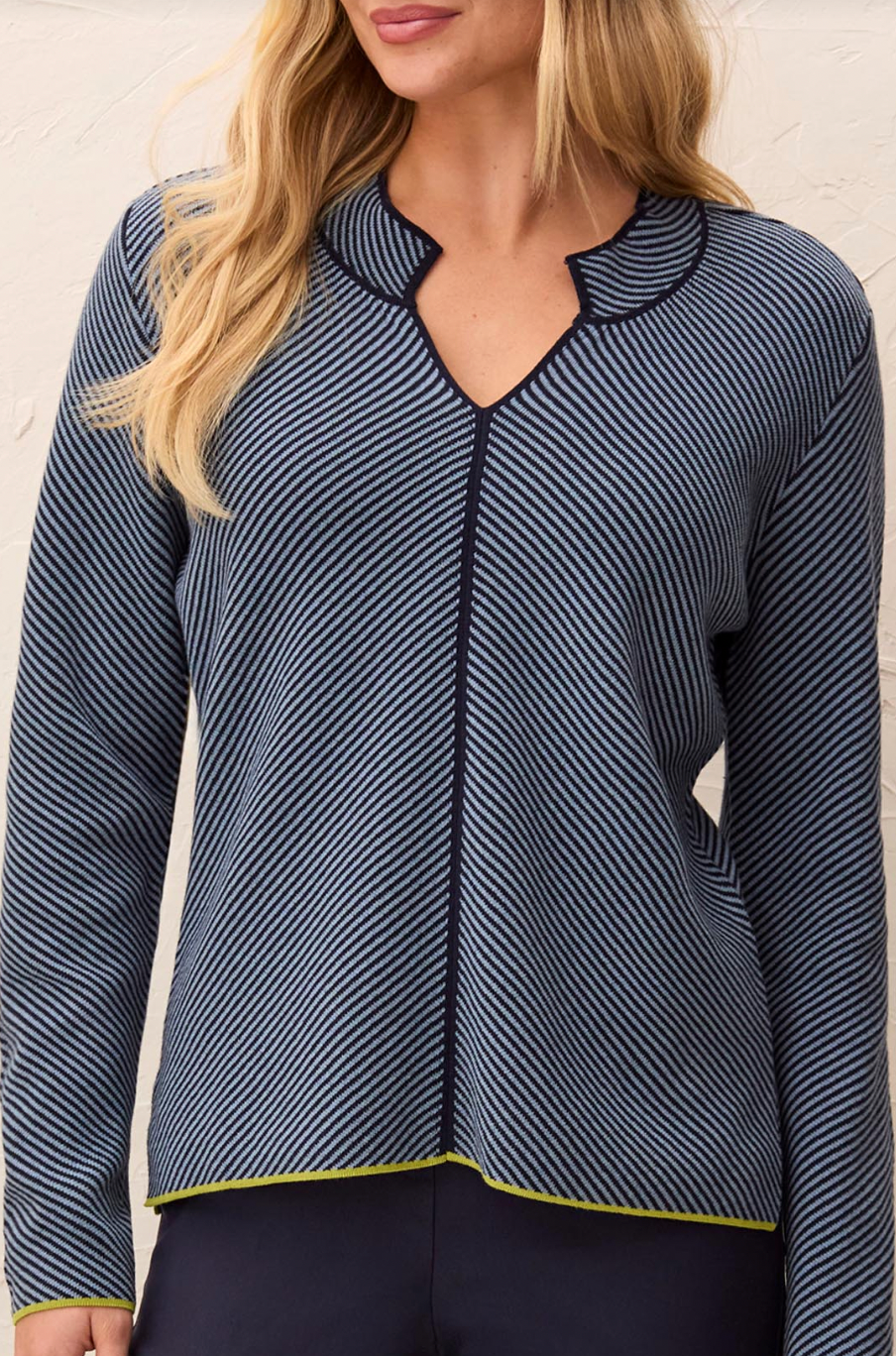 Abigal Split Sweater -BLUE FOG