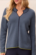 Abigal Split Sweater -BLUE FOG