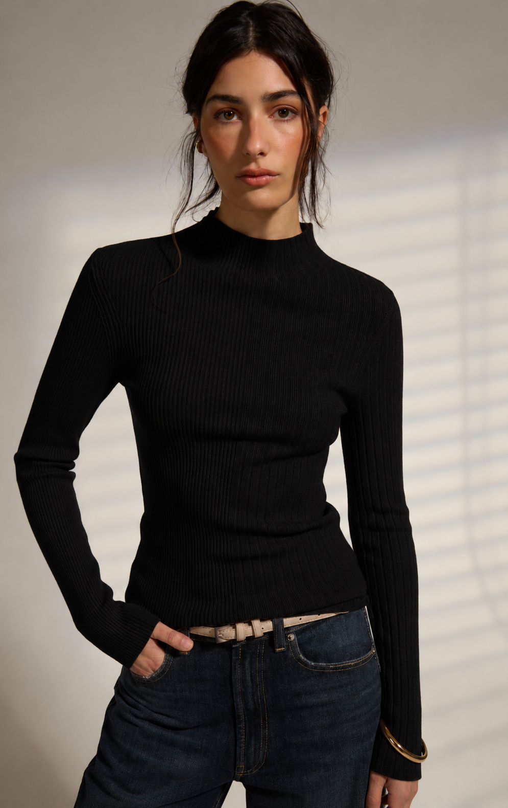 Nate Half Neck Sweater - Black