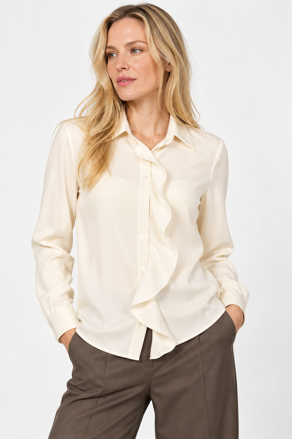 Proper Ruffle Front Blouse - White
