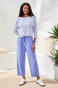 Soft Modal Boat Neck 3/4 Sleeve Top With Knot Detail