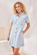 BLUE THREAD Button Front Tencel Denim Shift Dress