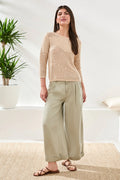 Novelty Crochet 3/4 Sleeve Knit Sweater