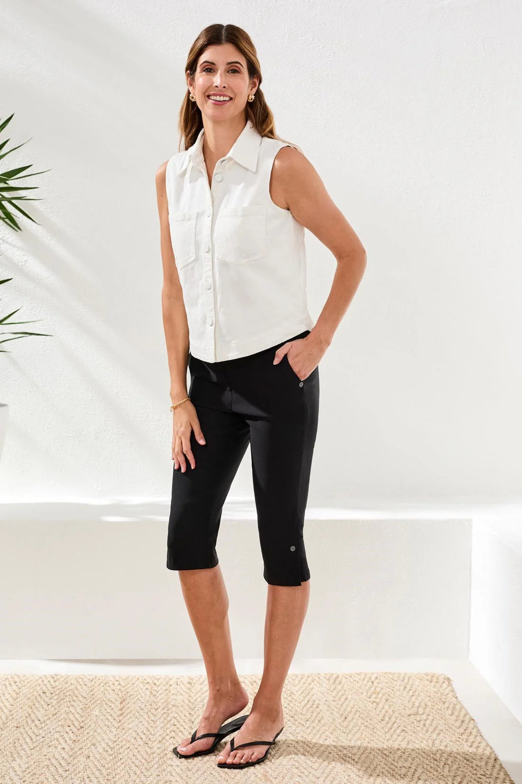 Flatten It® Slim Leg Capris Pants With Snap Vents