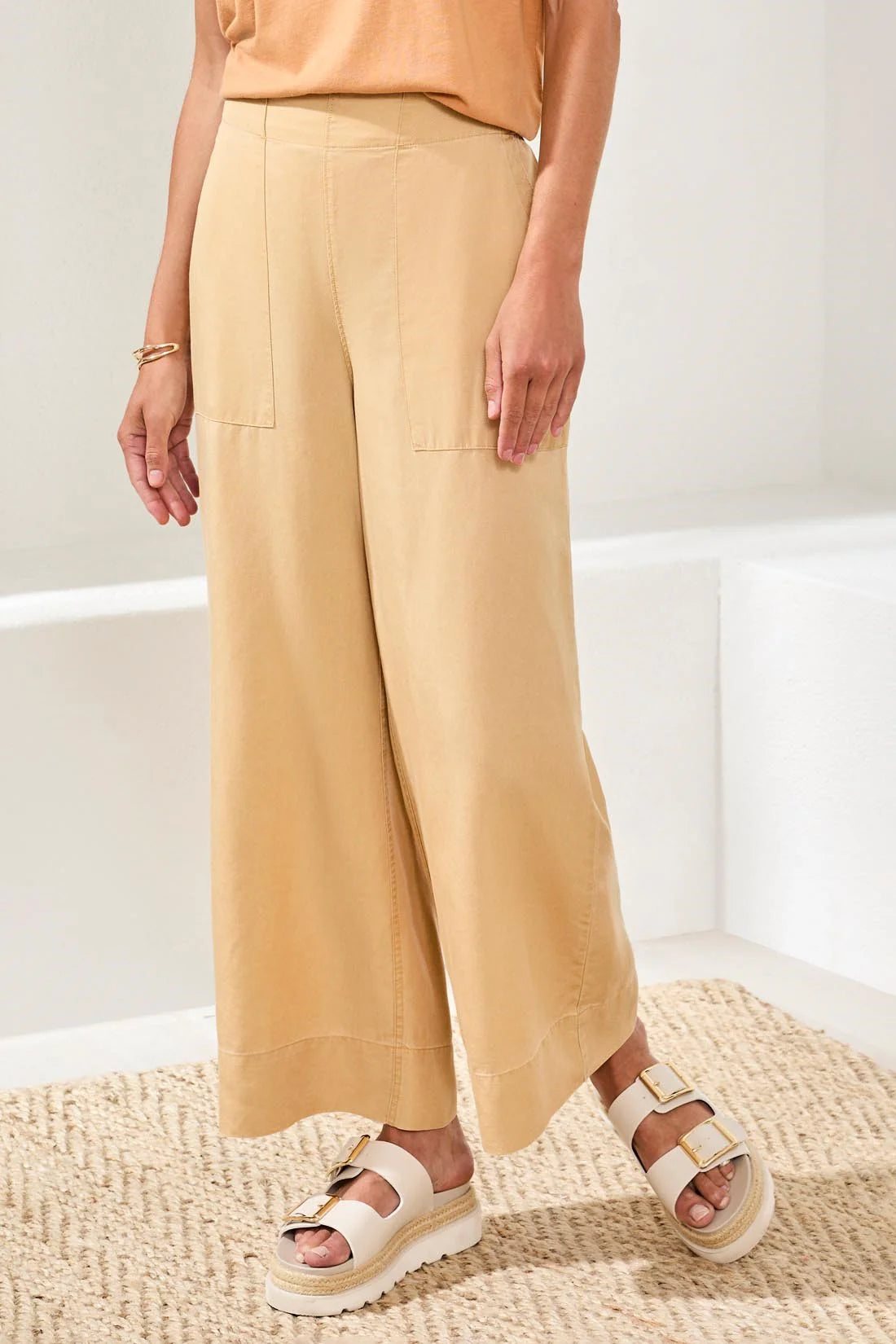 Flowy High Waisted Pull-On Wide Leg Tencel Pants
