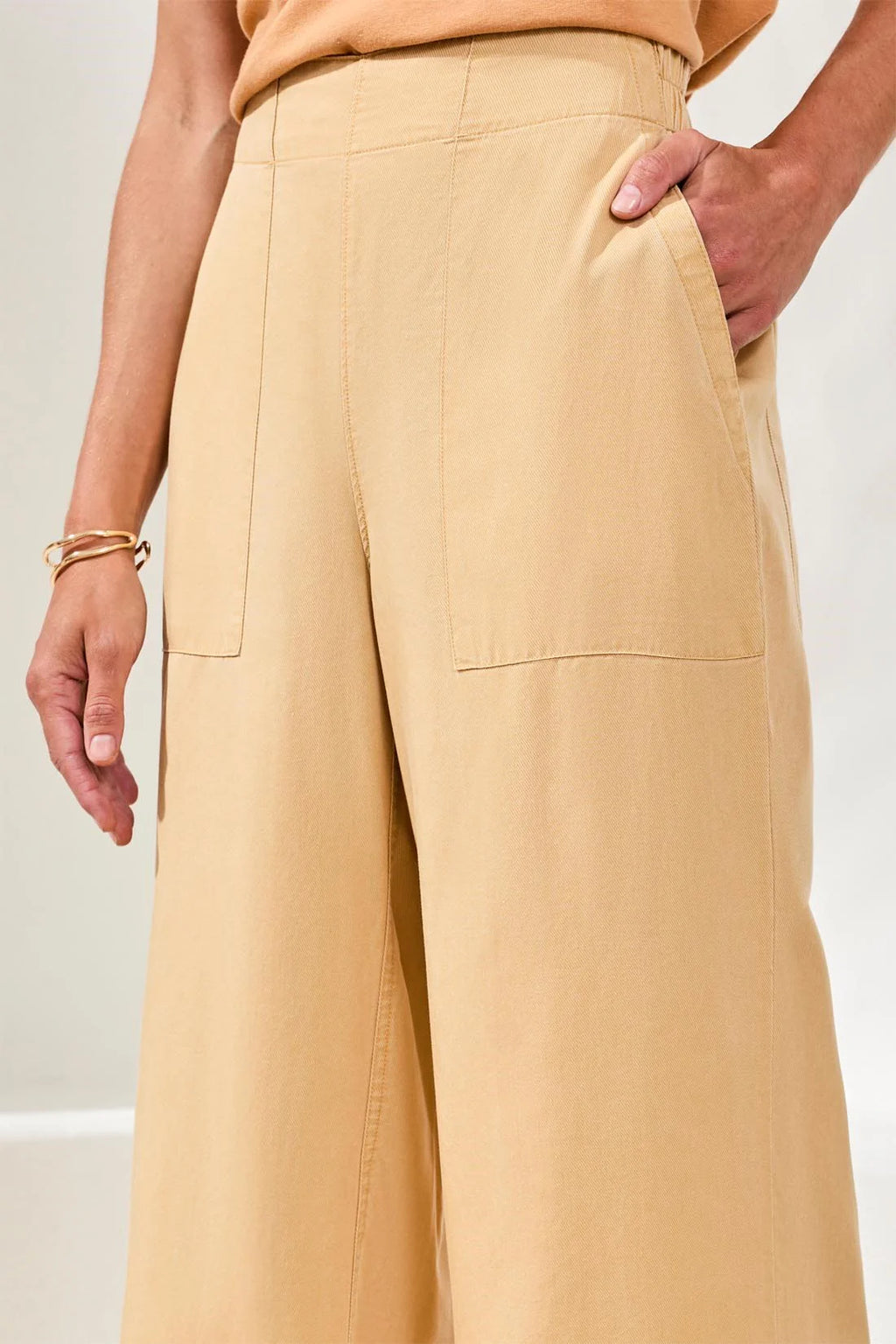 Flowy High Waisted Pull-On Wide Leg Tencel Pants