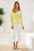 Lightweight Cotton V-Neck Sweater With Special Wash