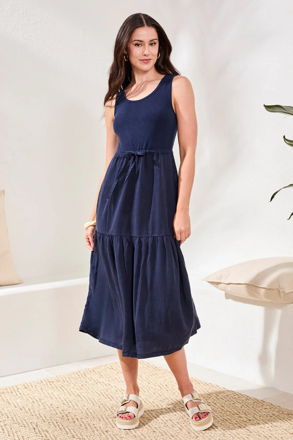 Mixed media Sleeveless Maxi Dress