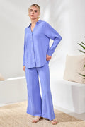 Crinkle Gauze Button-Front Tie Blouse