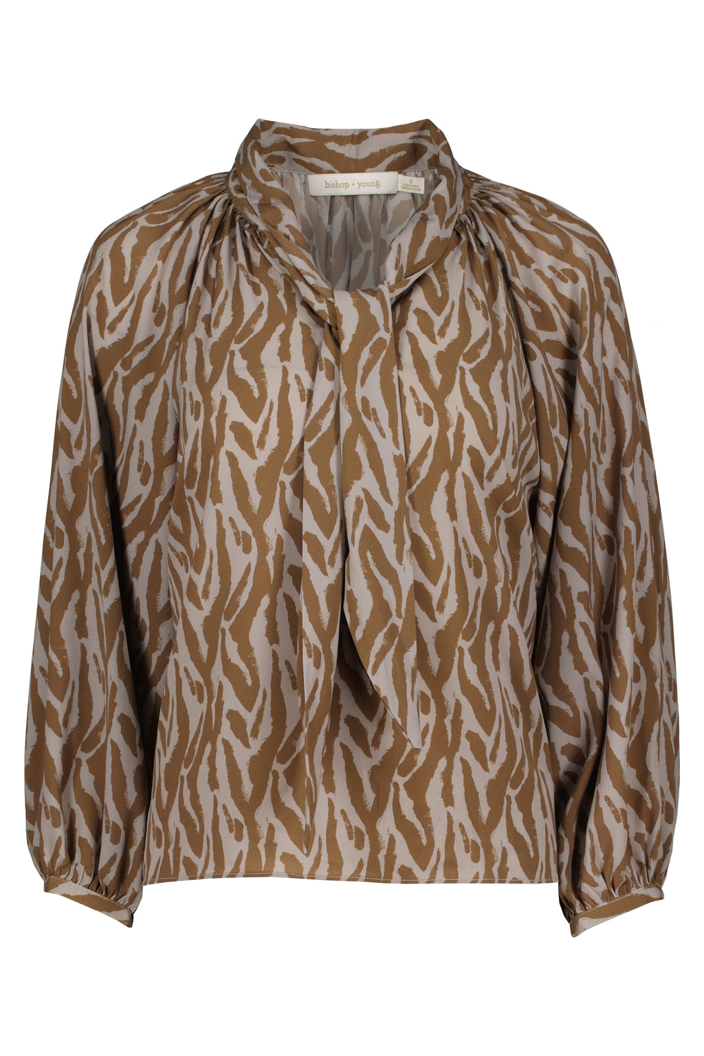 Modernist Tie Neck Blouse - Abstract Print